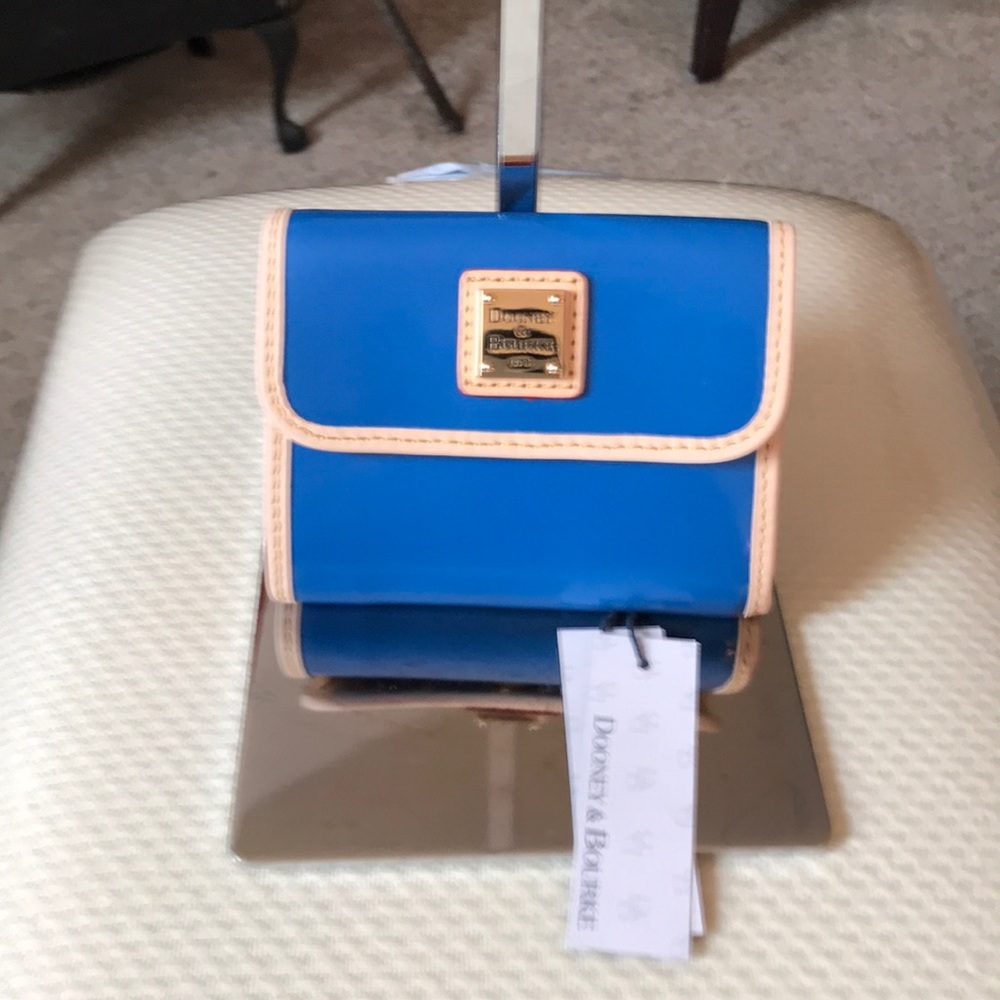 NWT Brand New Blue Patent Wallet. Warranty Card